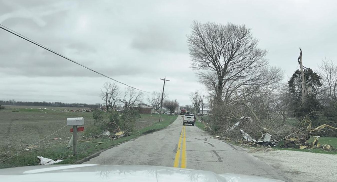 A path of destruction left by the March 14 tornado that swept through our community.