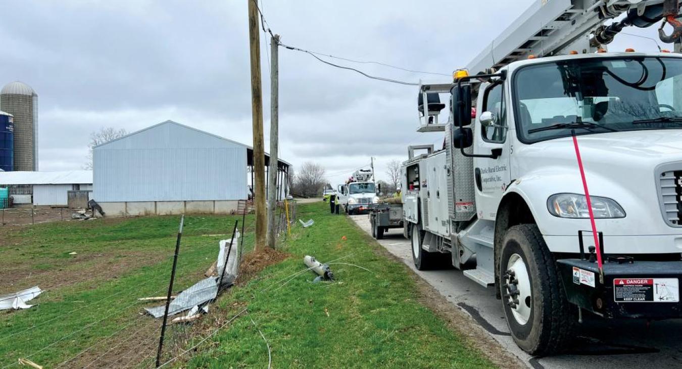 Darke REC lineworker crews worked swiftly and diligently to restore power to members following the March 14 tornado.