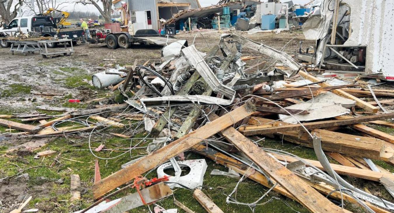 Following the March 14 tornadoes, a total of 11 utility poles suffered damage, and extensive repairs were needed for several miles of power line.